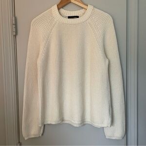 Jenni Kayne 100%Cotton Fisherman Crewneck Sweater Ivory White S